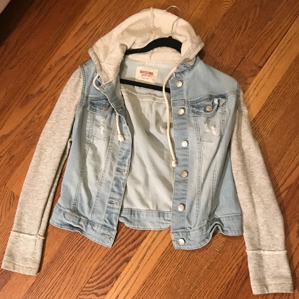 Grey hooded jean jacket